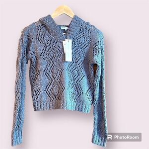 WOVEN HEART Gray Knit Hoodie Sweater *NEW*